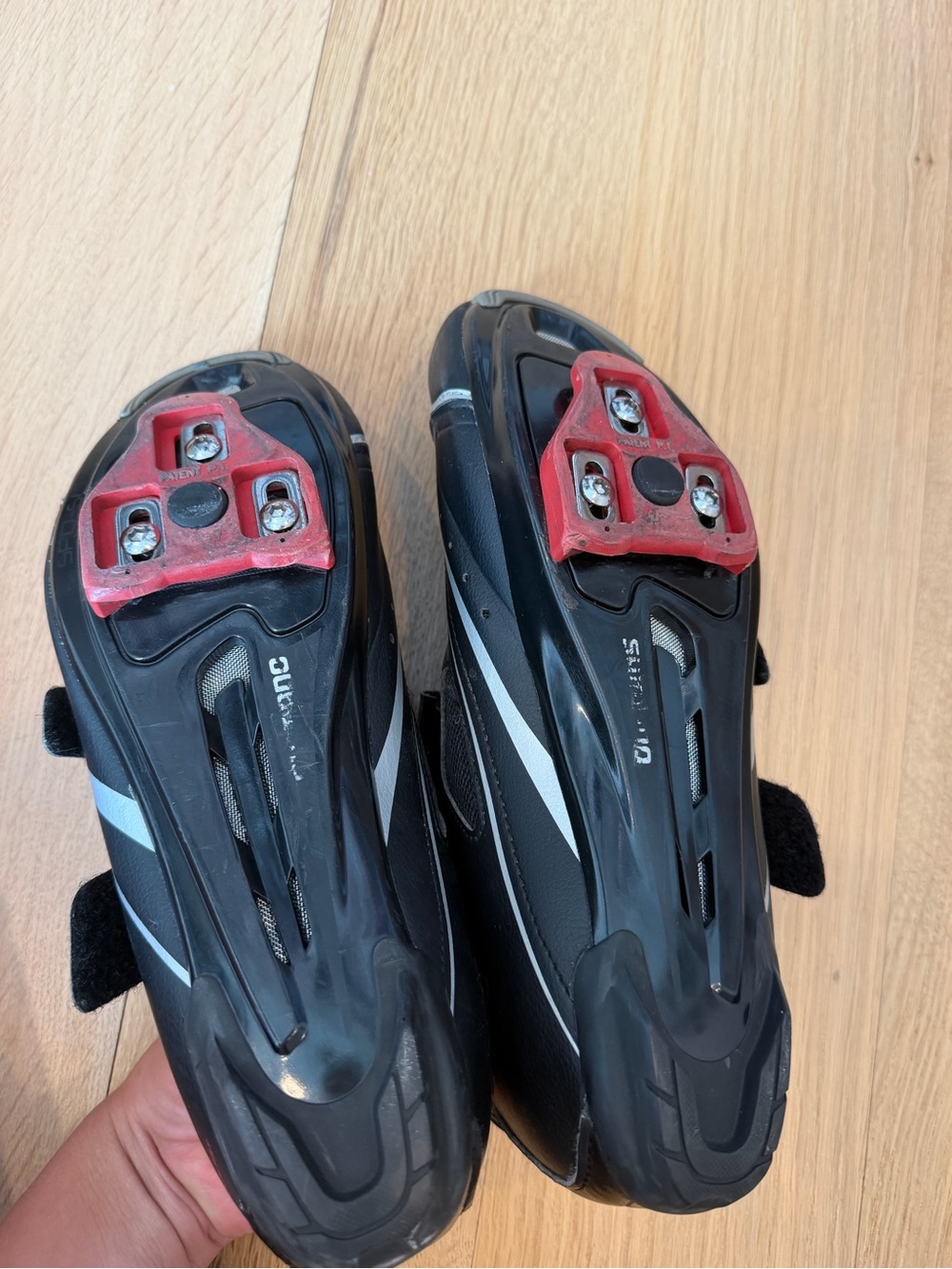 Men's Black Cycling Shoes with Red SPD Cleats